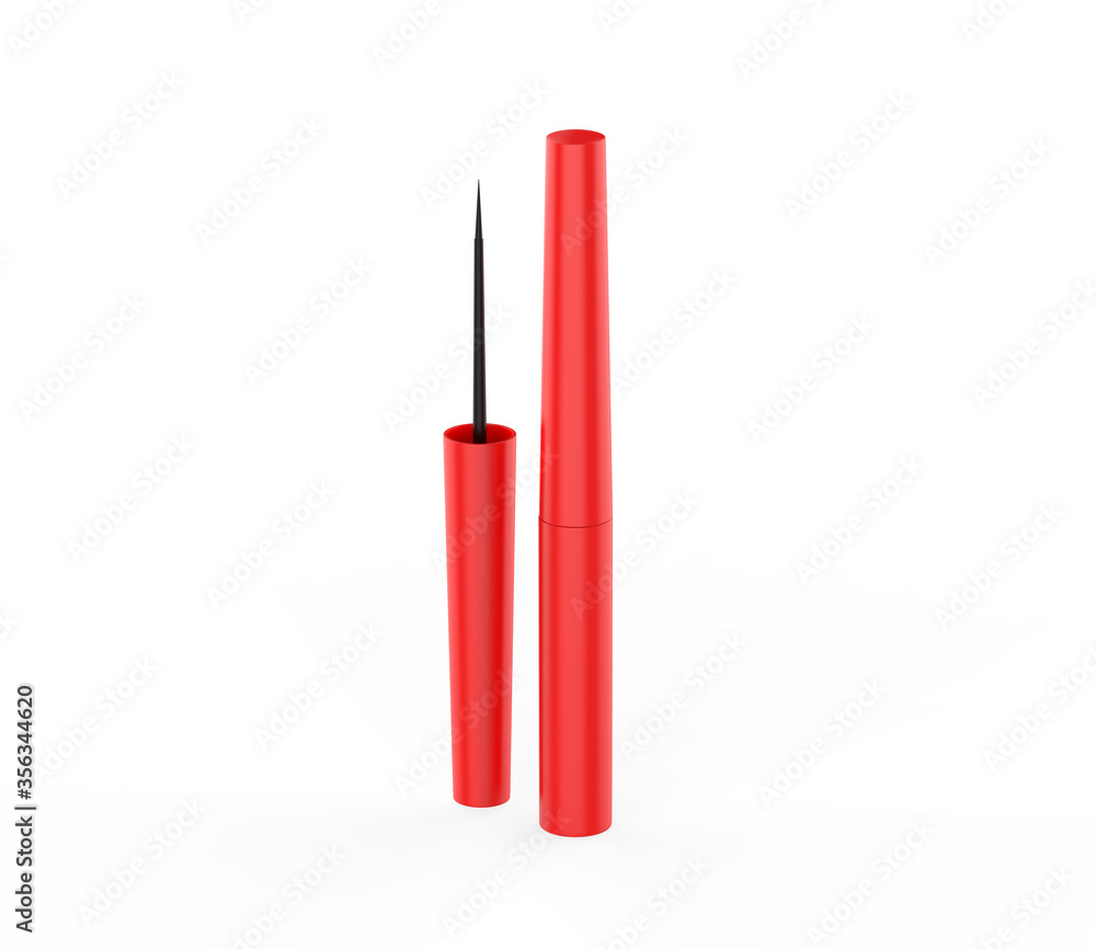 Realistic eyeliner with liquid brush. Container of cosmetic product for makeup and beauty eyes. Realistic eyeliner with liquid brush. Container of cosmetic product for makeup and beauty eyes.