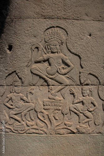 02.02.2020 - Dancers sculpture
relief, Angkor Archaeological Park, Angkor Thum, Siem Reap Province, Cambodia