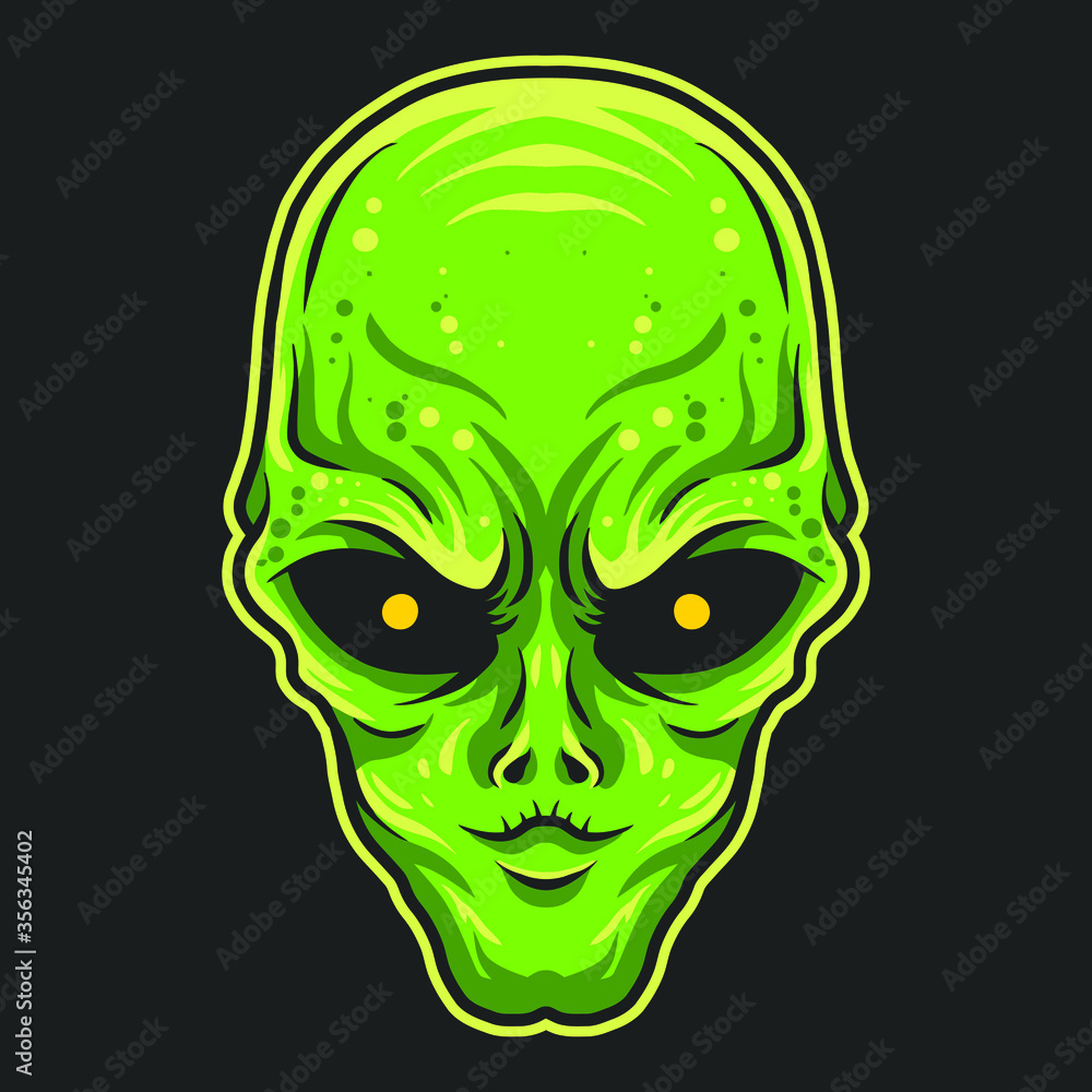 alien head vector illustration isolated on dark background alien head vector illustration isolated on dark background