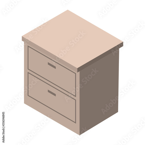 Isometric bedside table with two drawers. Brown wooden nightstand. Bedroom furniture. Vector EPS10. © Vladimir Kazakov