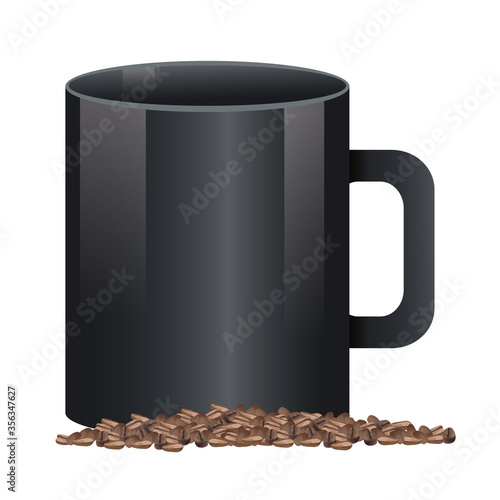 coffee mug vivid black color and grains
