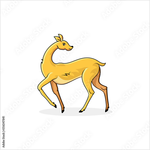 Deer Cartoon Style  Deer Stylish Flat Silhouette