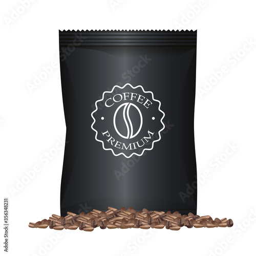 coffee black paper bag elegant packing product with grains