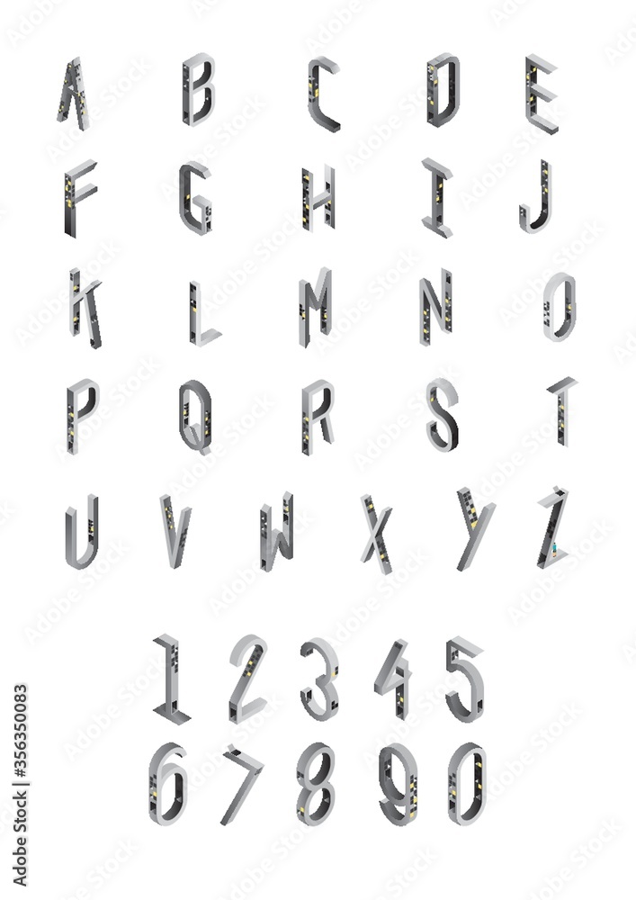 alphabet and numbers set alphabet and numbers set