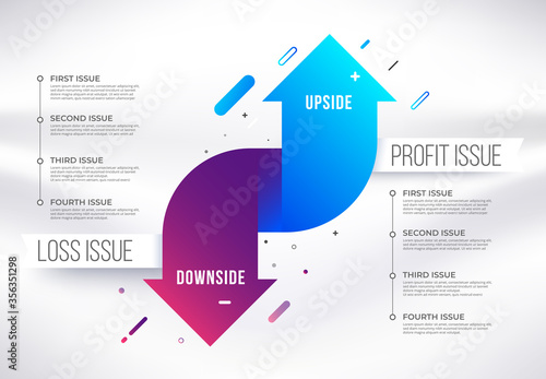 Profit and loss infographic template. Simple business presentation profit and loss issue.