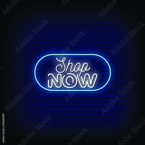 Shop Now Neon Signs Style Text vector