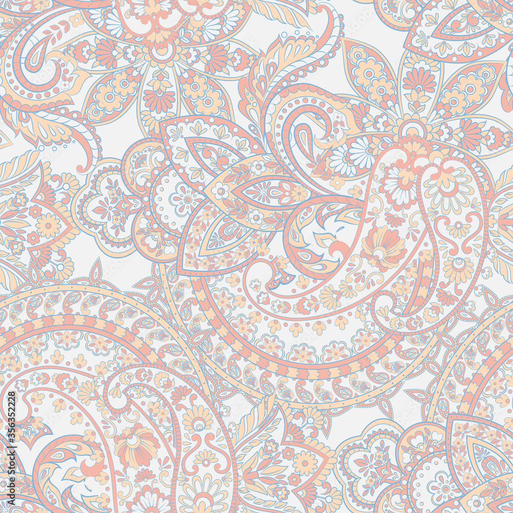 Fototapeta Vintage floral seamless paisley pattern. Seamless  vector design.