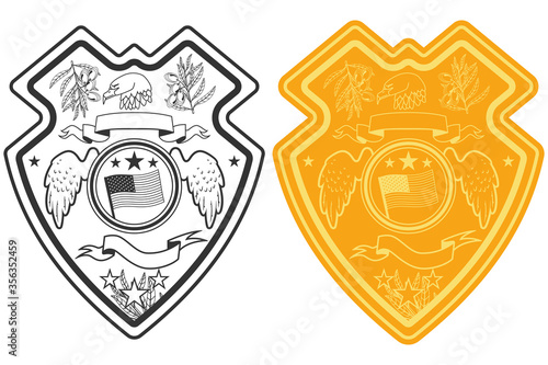 Police badge vector set isolated on a white background.