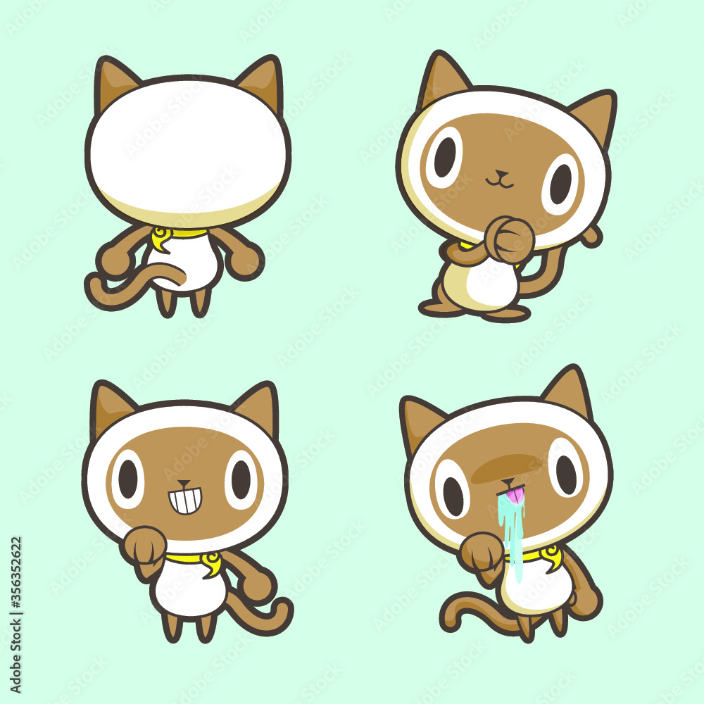 4 action pose siamese Cat. Thai cat style. 4 action pose siamese Cat. Thai cat style.