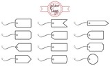 Single line blank price or sale tags and labels vector template set