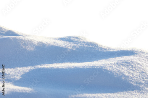 Heap of snow on white background, closeup