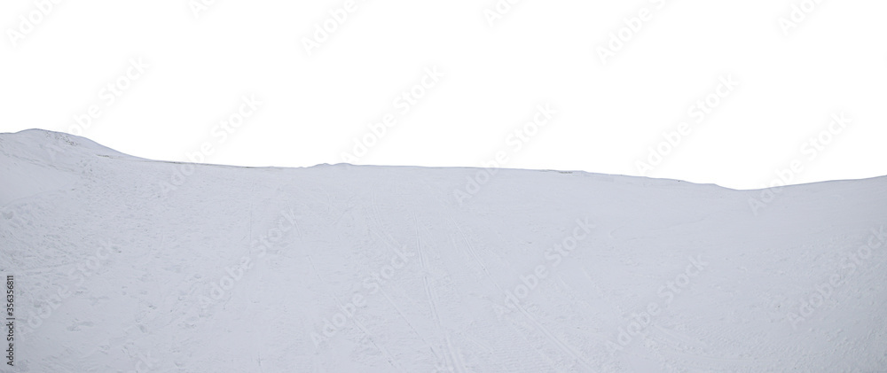 Heap of snow on white background, closeup. Banner design Heap of snow on white background, closeup. Banner design