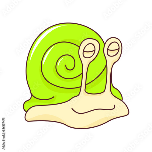 Vector flat style illustration of snail. Icon for web. Isolated on white background