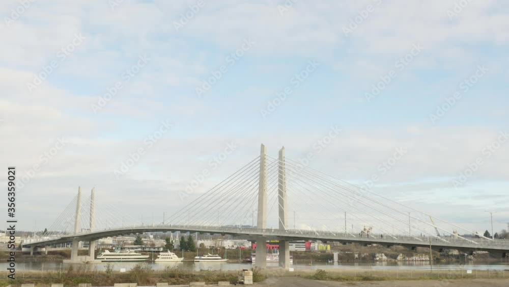 Tilikum Bridge Crossing time lapse with trams and buses in Portland Oregon USA in 4k High Resolution Tilikum Bridge Crossing time lapse with trams and buses in Portland Oregon USA in 4k High Resolution