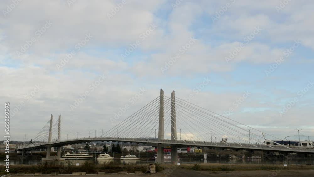 Tilikum Bridge Crossing with trams and buses in Portland Oregon USA in 4k High Resolution Tilikum Bridge Crossing with trams and buses in Portland Oregon USA in 4k High Resolution