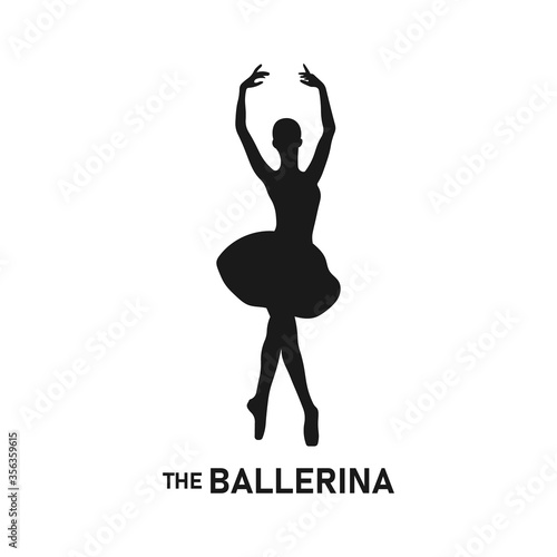 Beautiful slim ballet dancer or ballerina posing icon. Dancing woman or girl or lady. Theater dance performer on stage. Stage performance. Feminine style. Women's day - Vector silhouette illustration.