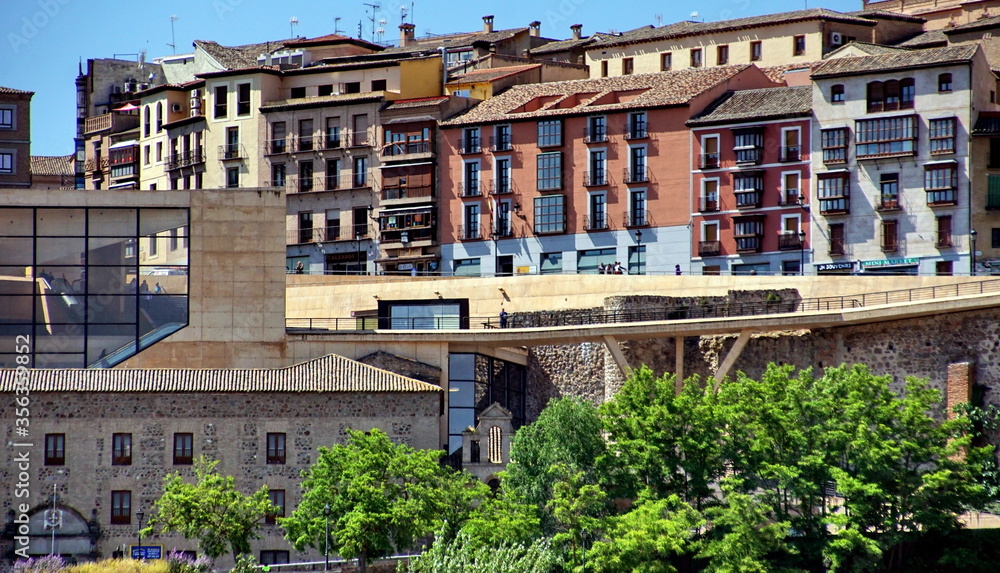 a view of Toledo city with typical houses, Spain