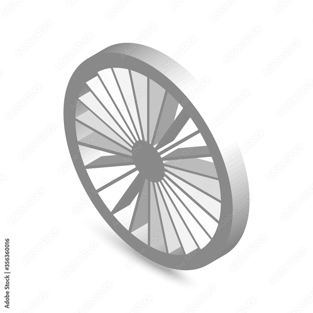 Isometric white vector wheel with the shadow