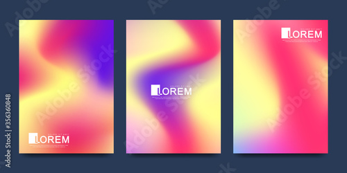 Vector design template in trendy vibrant gradient colors with abstract fluid shapes, paint splashes, ink drops. Futuristic posters, banners, brochure, flyer and cover designs. Abstract fluid 3d shape.