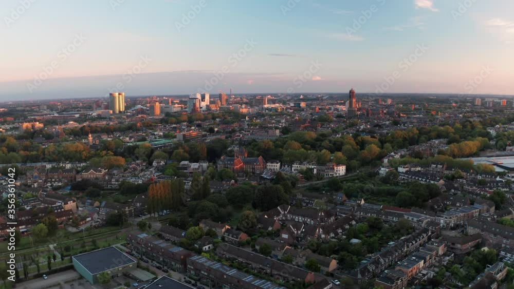 Panorama, aerial view, fluid motion, COVID pandemic, empty city of Utrecht, Holland Panorama, aerial view, fluid motion, COVID pandemic, empty city of Utrecht, Holland