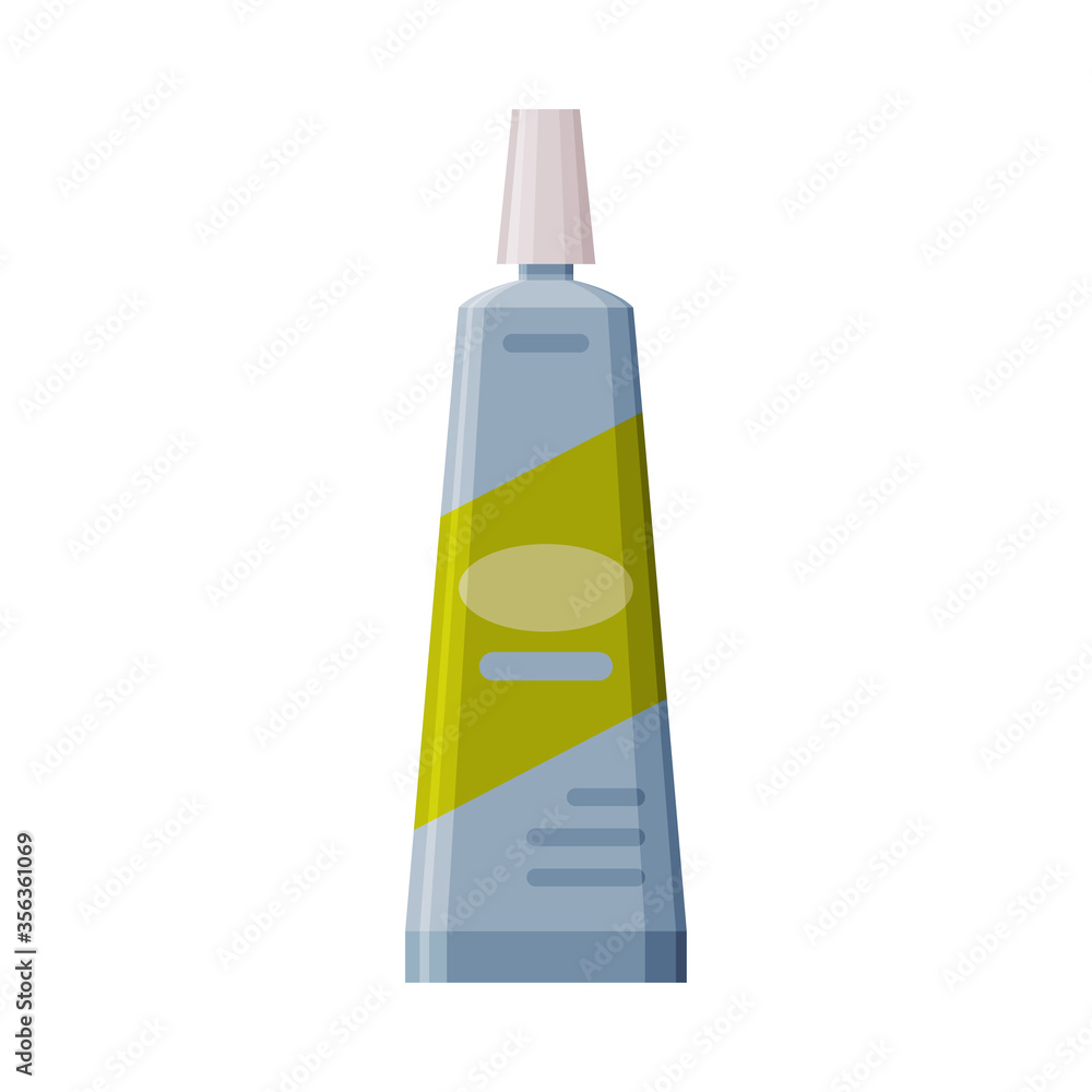 Fototapeta premium Plastic Tube, Cosmetic, Toothpaste Packaging, Flat Style Vector Illustration on White Background