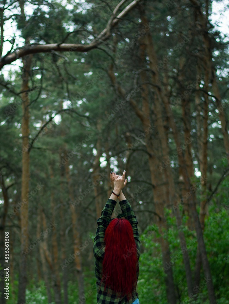 woman in a forest