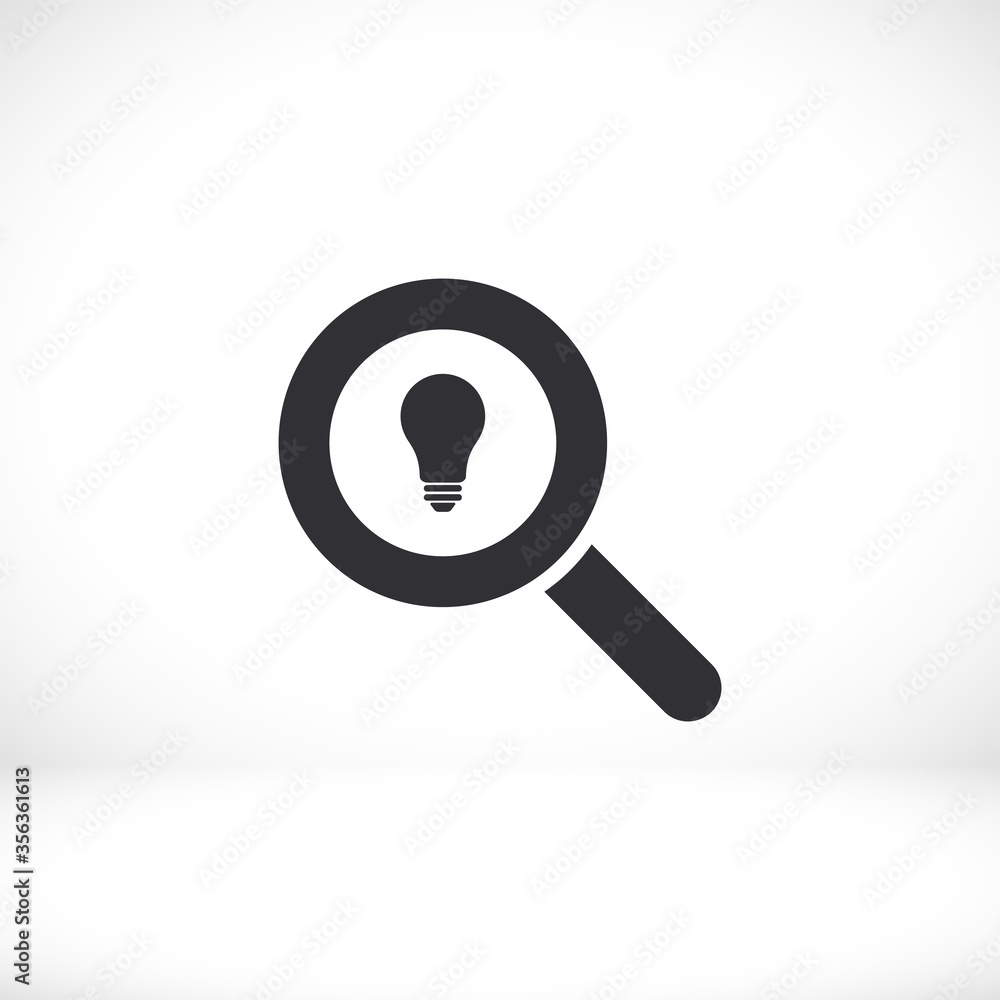 Search light icon. Vector Eps 10. search magnifying, inside light bulb inserted Flat Design. Search light icon. Vector Eps 10. search magnifying, inside light bulb inserted Flat Design.