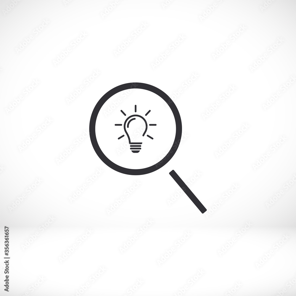 Search light icon. Vector Eps 10. search magnifying, inside light bulb inserted Flat Design. Search light icon. Vector Eps 10. search magnifying, inside light bulb inserted Flat Design.