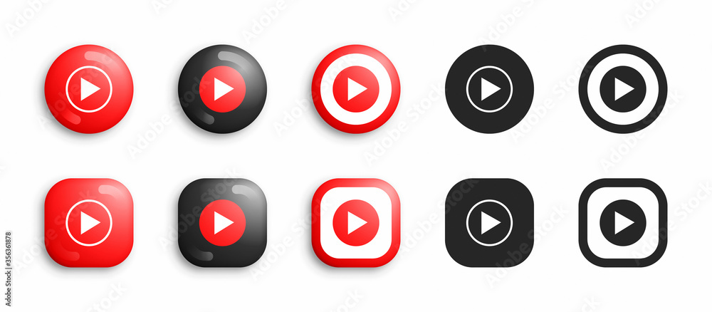 Youtube Music Vector Icons Set In Modern 3D And Black Flat Style Isolated  On White Background. Popular Music Service App Youtube Music Logo In  Different Styles – Stock-Vektorgrafik | Adobe Stock