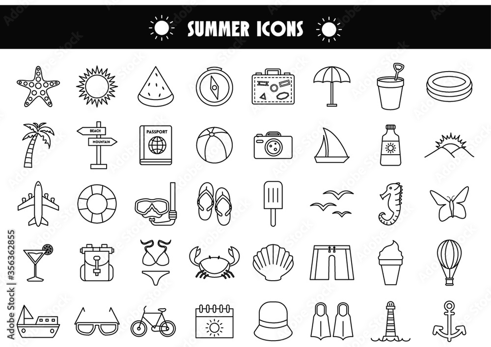 Naklejka premium summer icons