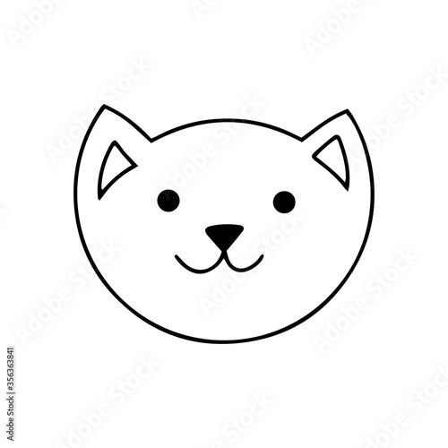 Doodle black silhouette head of cat isolated on white. Hand drawing line art. Cartoon pet icon. Sketch vector stock illustration. EPS 10