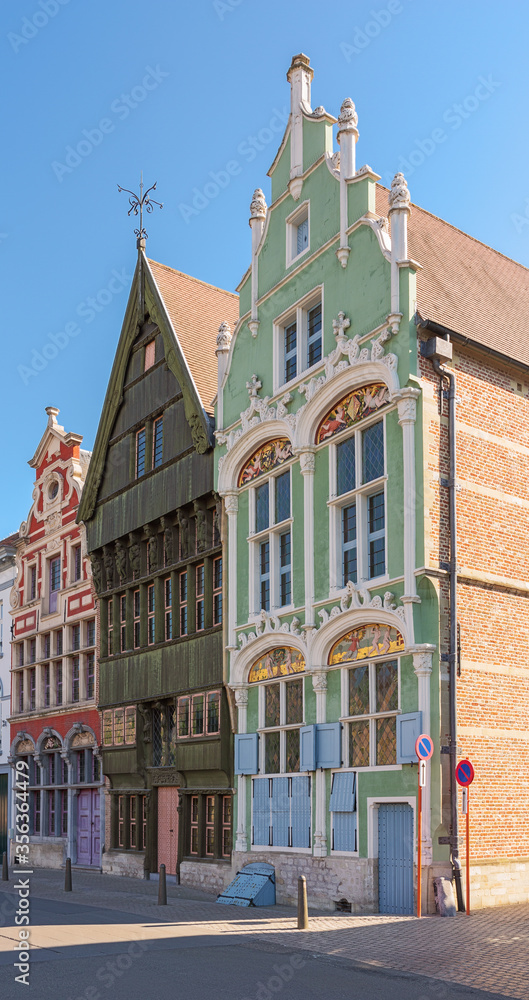Historical buildings on the salt wharf in Mechelen's city centre