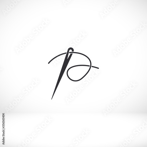 Needle icon. Vector  Eps 10 . dressmaking eyelet . Flat Design needle and thread