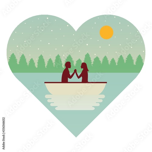 double exposure of heart and couple in love
