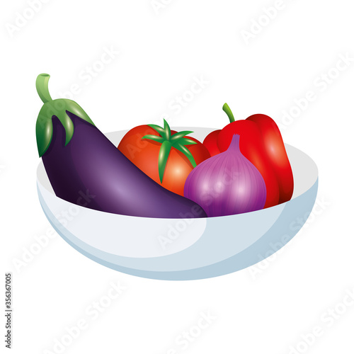 eggplant tomato garlic and pepper design, Vegetable organic food healthy fresh natural and market theme Vector illustration