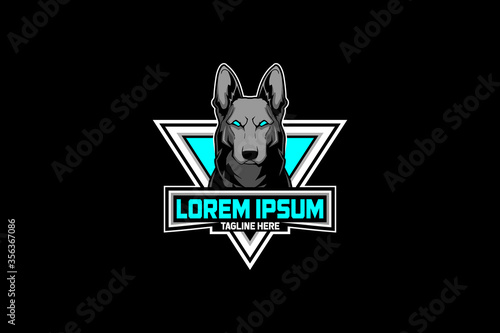 Animal German Shepard dog badge logo vector template