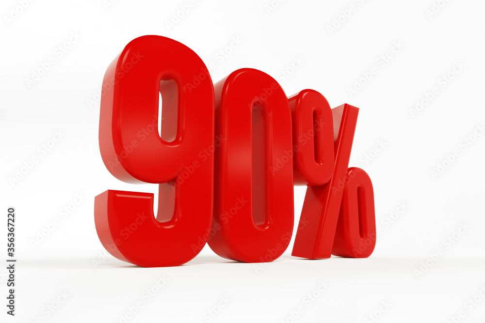 3D Rendering of a ninety percent symbol 3D Rendering of a ninety percent symbol