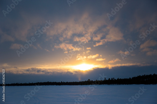 Winter in Inari lake  Lapland  Finland