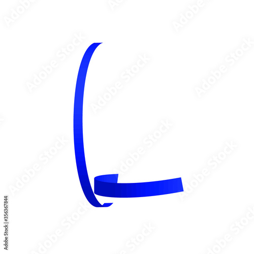 Logo Design of L Alphabet with Blue Ribbon.3D vector Design of Alphabetic Logo of L