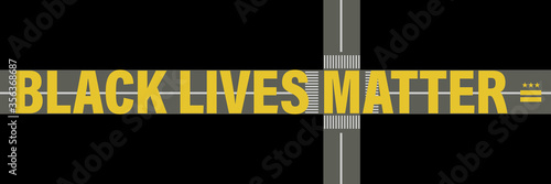 black lives matter road painting vector  washington dc road yellow painting african american police protest. human racial rights. usa