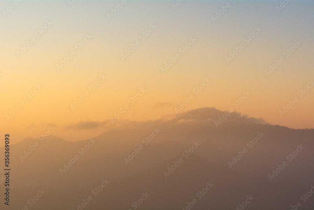 Mountain range with some clouds during golden hour in the morning