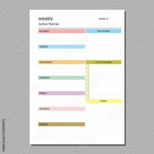 Weekly action planner page