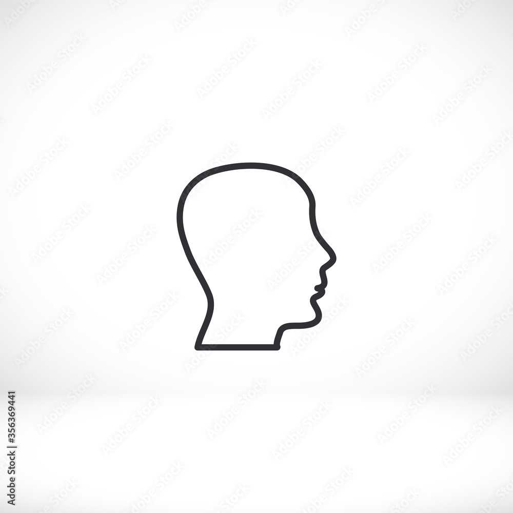 Head outline icon isolated on background. Head symbol for website design, head mobile app, head logo, user interface. Editable stroke. Vector illustration. Eps 10 Head