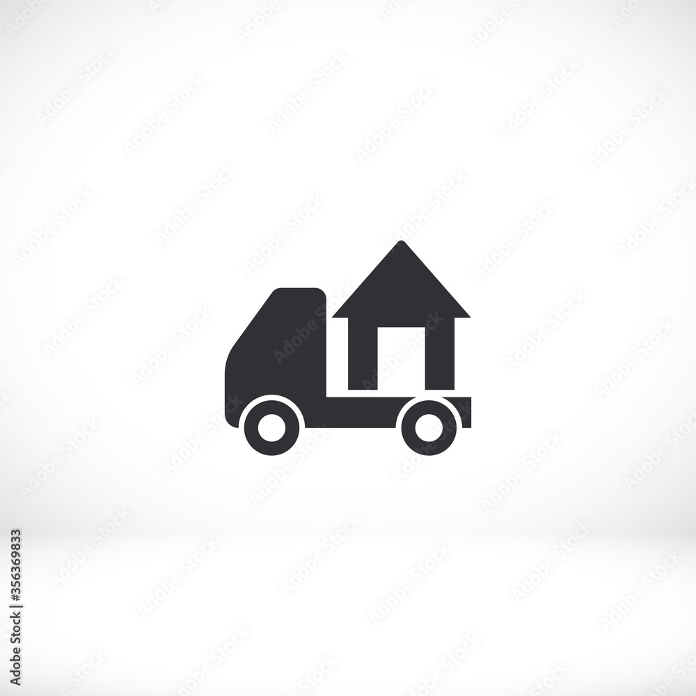 Moving home concept. A truck transporting a house. icon. Vector Eps 10 Moving home concept. A truck transporting a house. icon. Vector Eps 10