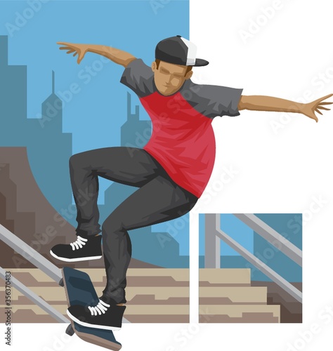 boy skateboarding on railing