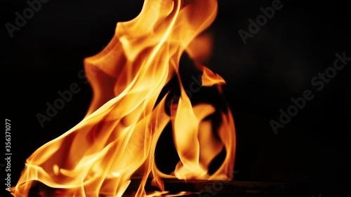 Fire Flames Igniting And Burning - Slow Motion Transparent background. PNG + Alpha. Slow motion High Quality FX Fire element fire burning in of campfire on the dark background .inferno concept