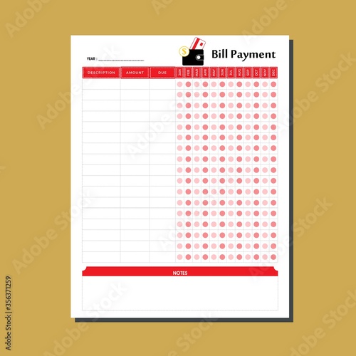 Bill payment planner page