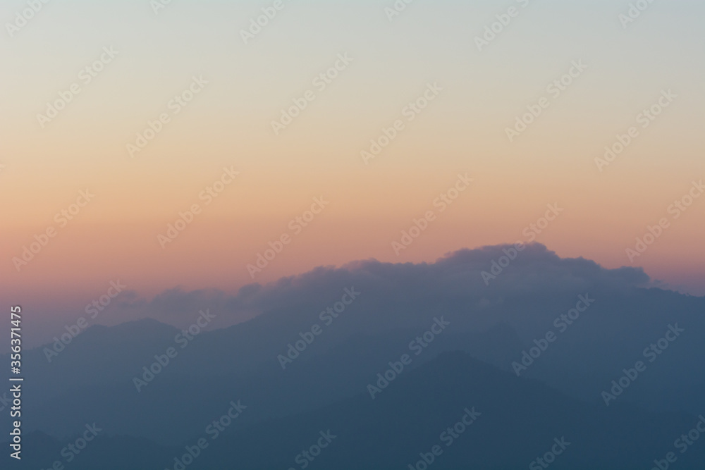 Mountain range during the sun set,