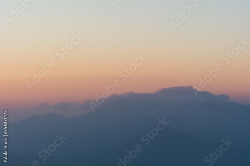 Mountain range during the sun set 