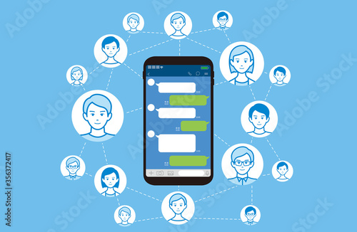 Chat app vector illustration smartphone